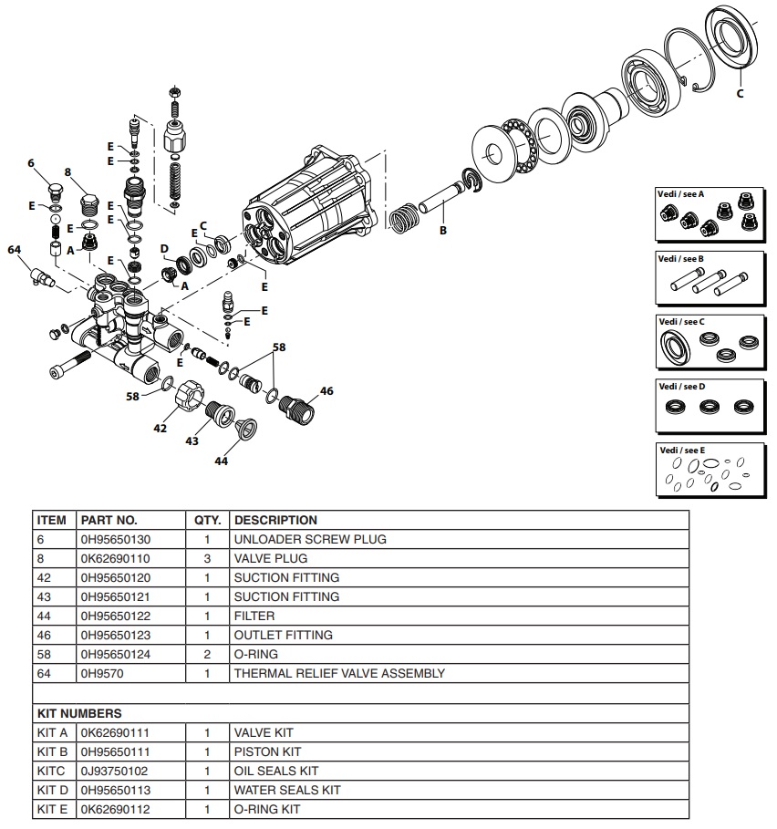 GENERAC 0K6269 pump rebuild repair parts 